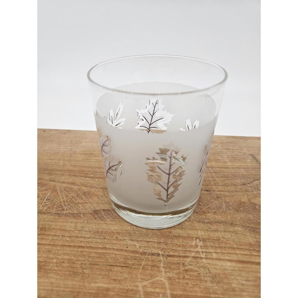 Vintage Libbey Frosted Leaf Drinking Glass - Mid-Century Modern Style